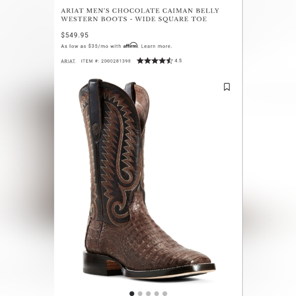 Ariat Relentless Copper Colored Caiman Boots Men's Size 9D - Picture 9 of 12